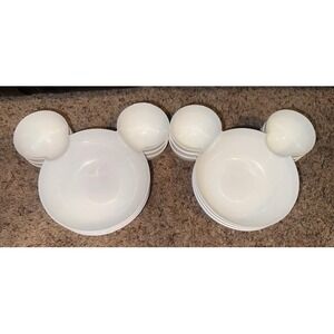 Mickey Mouse Bowls‎ Set of 6 White Plastic Disney Party Snack Dessert